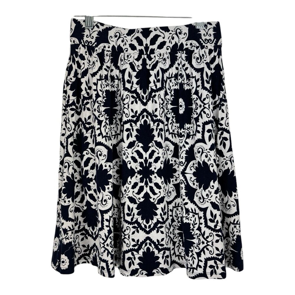 Boden Pull On Jersey Mini Skirt Womens US 6 Navy Blue White Stripe Pockets